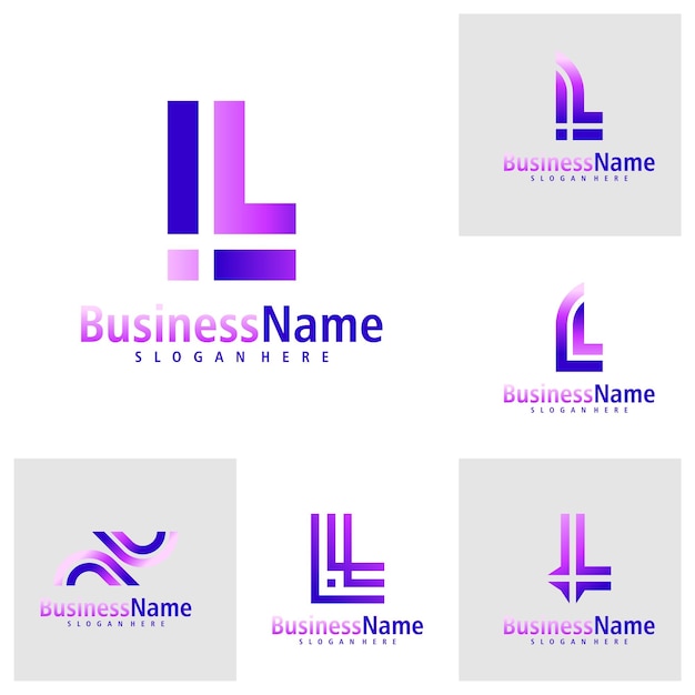 Вектор Набор вектора дизайна логотипа буквы l creative initial l шаблон концепций логотипа