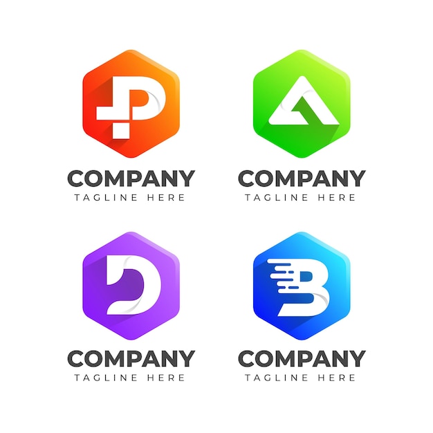 Набор букв логотипа коллекции с геометрической формой, красочной для бизнеса