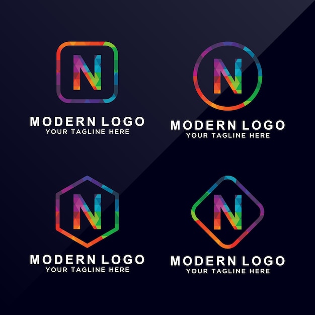 Набор букв n дизайн логотипа