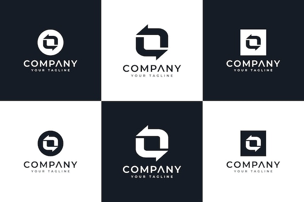 Набор креативного дизайна логотипа буквы o и стрелки для всех целей