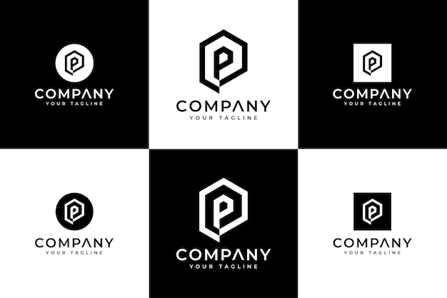 Набор букв p логотип креативный дизайн для всех целей