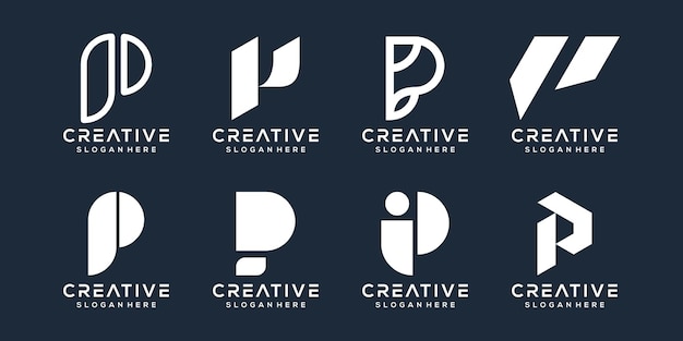 文字pのロゴデザインのセット