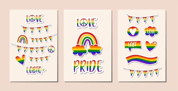 벡터 lgbt pride 세트 인권 및 관용 lgbt 스티커 세트 community pride month
