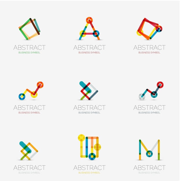선형 추상적인 기하학적 아이콘 및 로고 세트