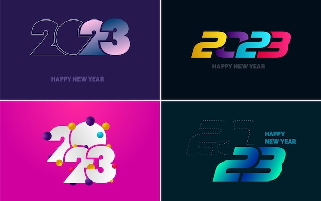 ロゴデザイン2023のセットハッピーニューイヤー2023番号デザインテンプレートクリスマスデコレーション2023