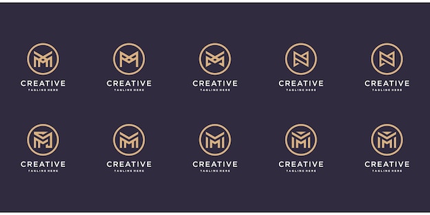 ベクトル 正方形のロゴ文字mのセット。