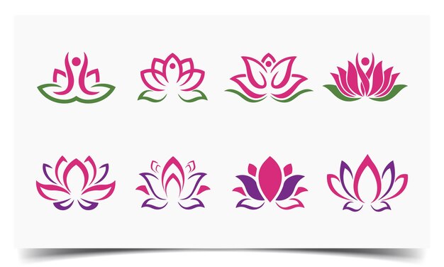 Набор логотипа лотоса beauty lotus flower logo design template vector illustration