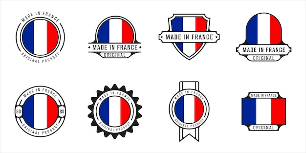 フランスのロゴのアウトラインベクトルイラストテンプレートアイコングラフィックデザインで作られたのセットです。さまざまなバッジとタイポグラフィを備えた旗国のバンドルコレクション