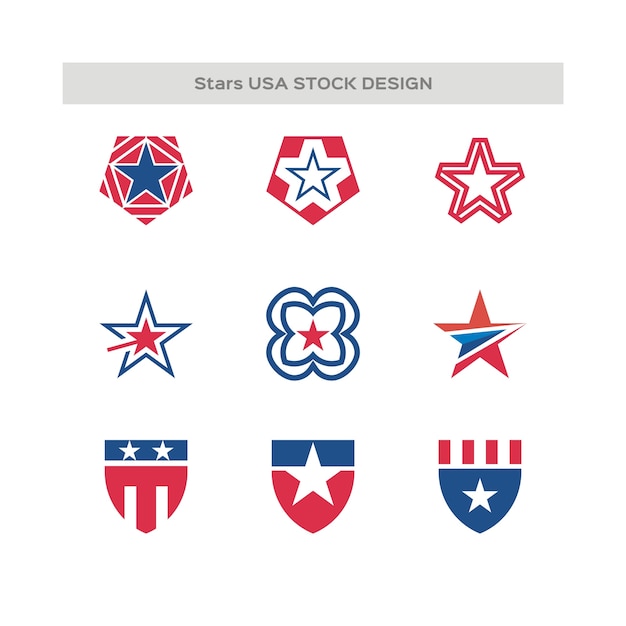 Набор выполненных в сша логотипов