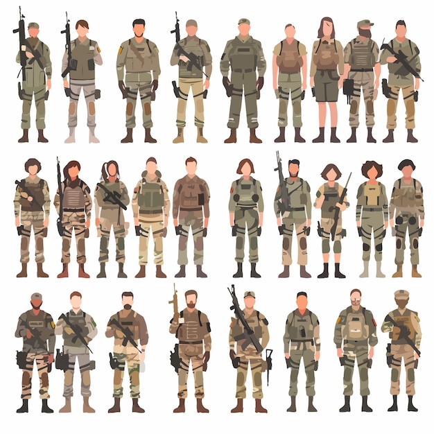 Set_of_men_and_women_in_military_uniformArmy