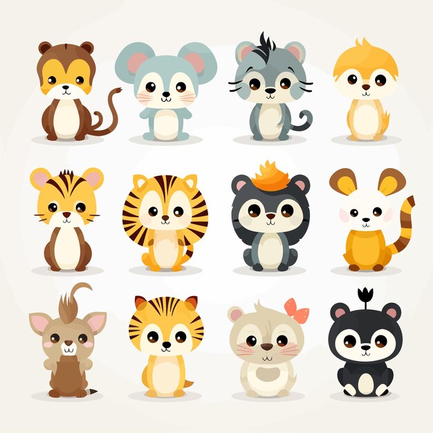 Vector set_of_mix_animal_character