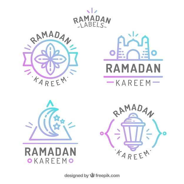 Набор современных красочных значков ramadan