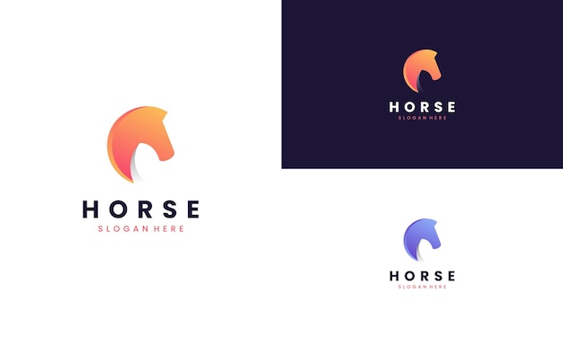 Набор современного дизайна логотипа головы лошади