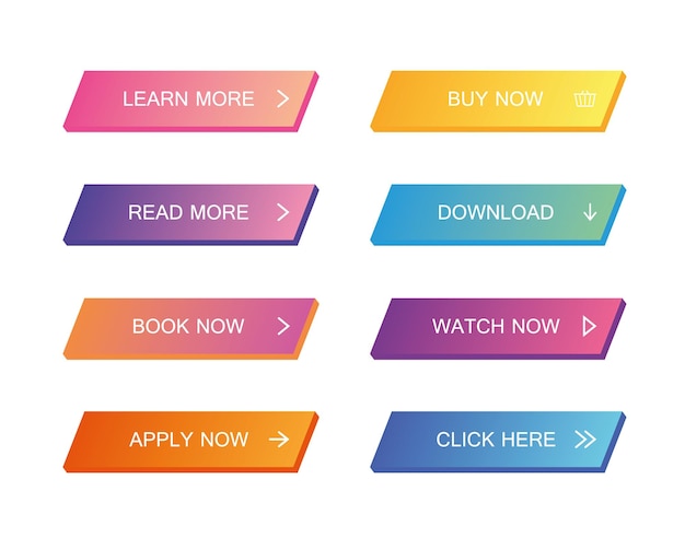 Набор кнопок современного стиля материала для мобильного приложения веб-сайта и инфографики различные цвета градиента современная векторная иллюстрация плоский стиль