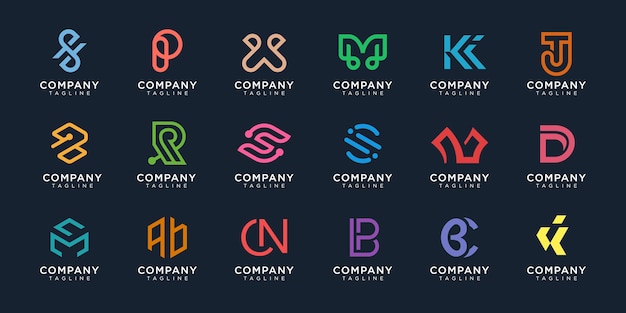 Набор логотипов monogram premium векторы