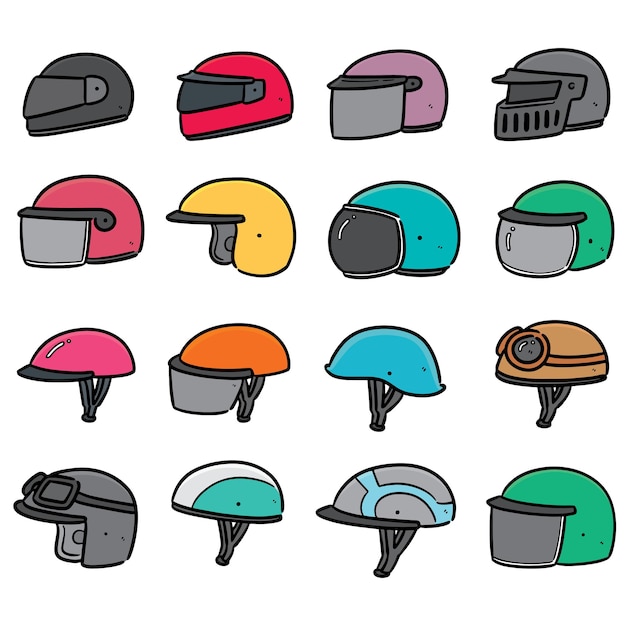 ベクトル オートバイのヘルメットのセット