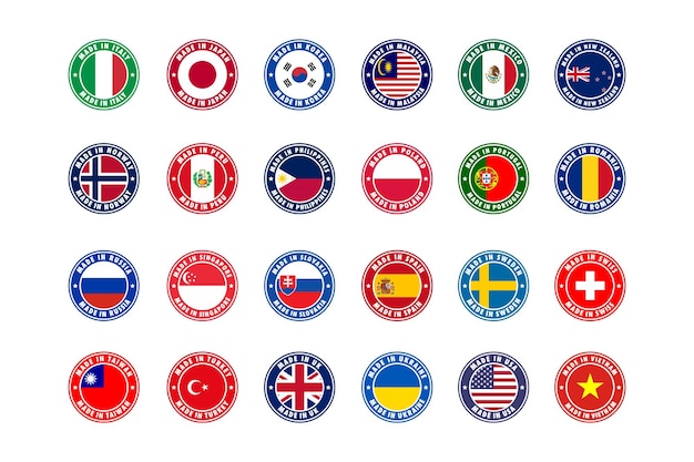 ベクトル 国旗のセットサークルロゴベクトルイラスト