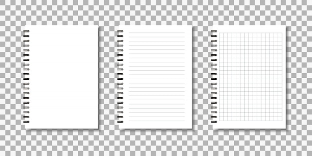 メモ帳のセット。ノートブックシート。図。