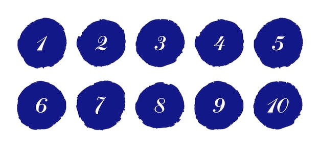 Вектор Набор чисел на векторе этикетки коллекция чисел маркеры синего цвета с номерами от 1 до 10