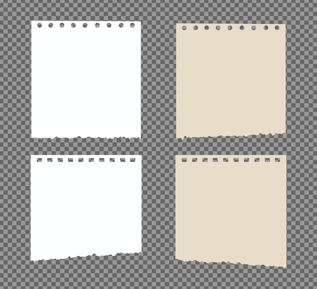 ベクトル 影付きの透明な紙のセット、リアルな紙のページ。