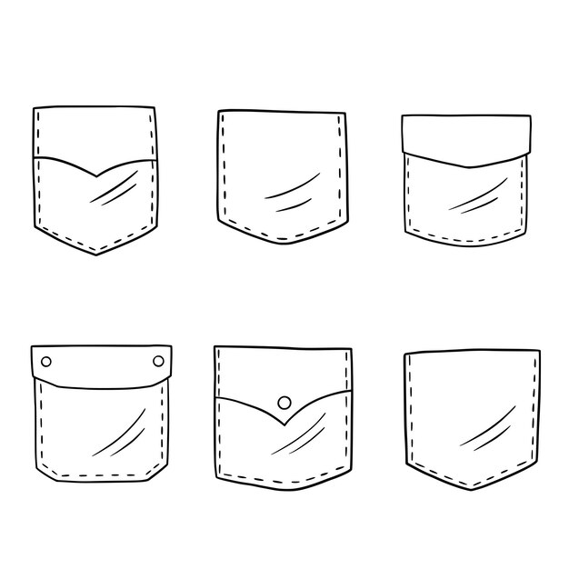 Premium Vector  Patch pocket set of uniform patch pockets shapes