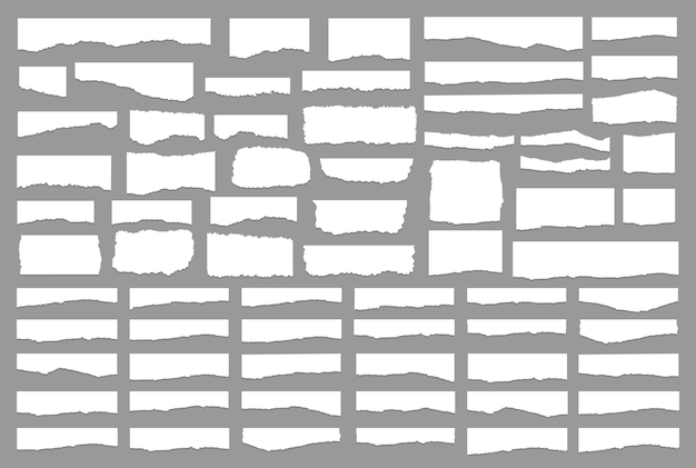 ベクトル 灰色の背景ベクトル図に分離された白い破れた紙のセット