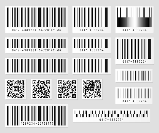 Набор штрих-кода продукта и иллюстрации кода qr