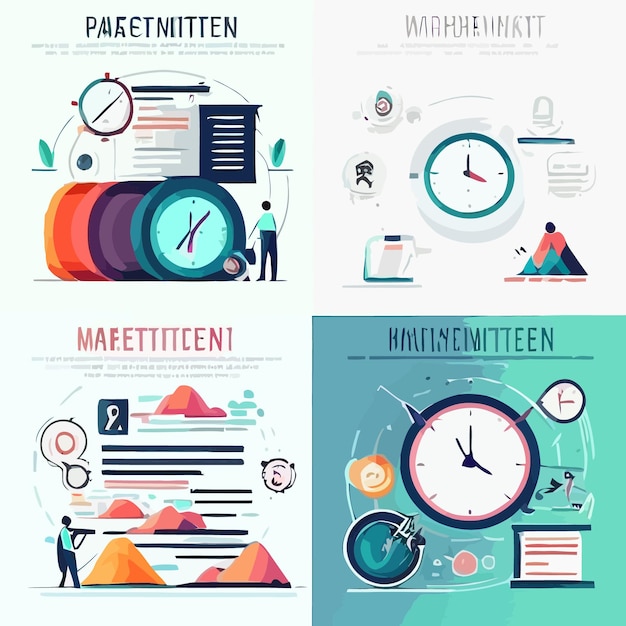 Вектор set_of_productivity_and_time_management_concepts (набор понятий производительности и управления временем)