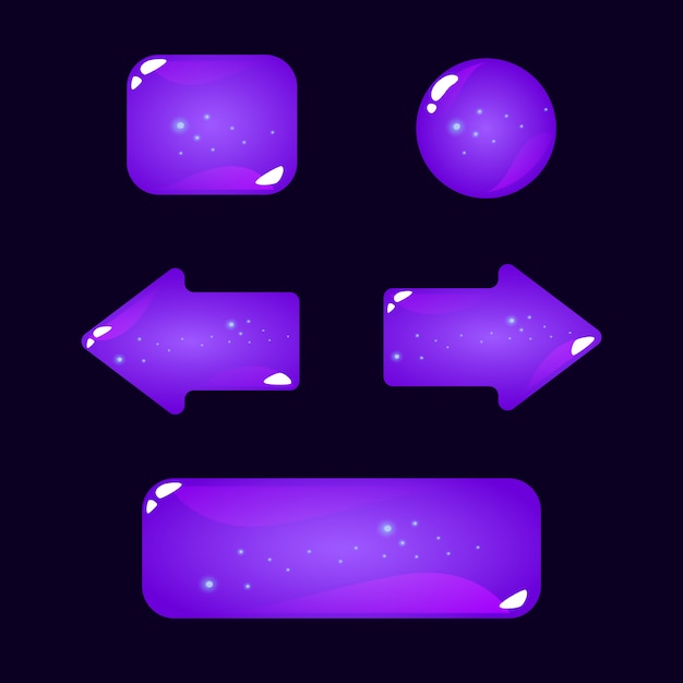 Вектор Набор фиолетового желе кнопки игрового интерфейса