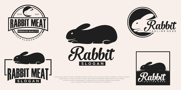 Набор векторных иконок шаблона кролика