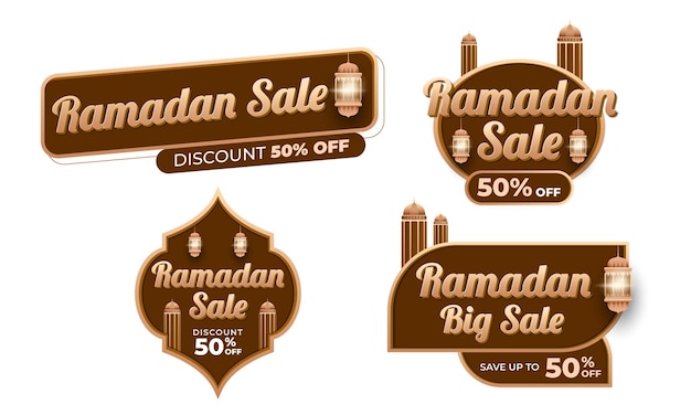 Вектор Набор этикеток для продажи рамадана