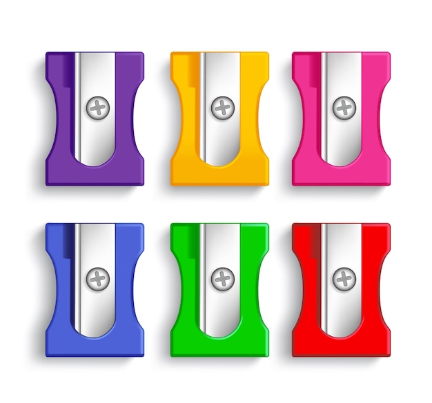 Вектор Набор реалистичных 3d многоцветных цветных карандашей или карандашей, выделенных на белом фоне