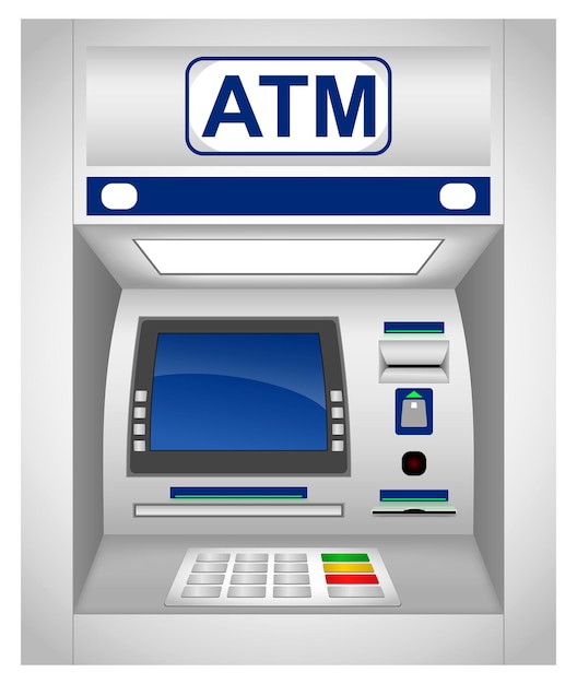 카드용 인터페이스 키패드 슬롯이 있는 현실적인 Atm 기계 격리 또는 Atm 은행 현금 기계 세트