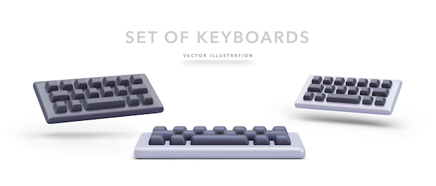 ベクトル 白い背景に隔離された現実的なキーボードのセット ベクトルイラスト