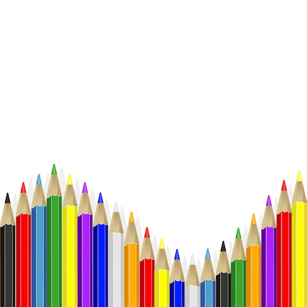 現実的な多色の鉛筆またはクレヨンのセット