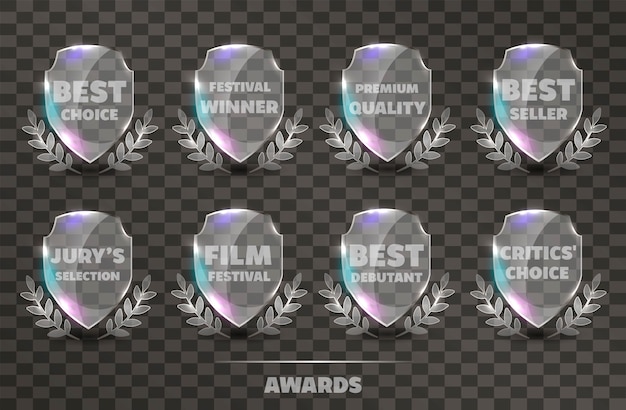 Набор реалистичные вектор glass trophy awards.