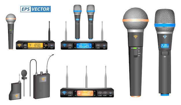 현실적인 무선 마이크 또는 마이크 송신기 수신기 또는 모듈 무선 세트
