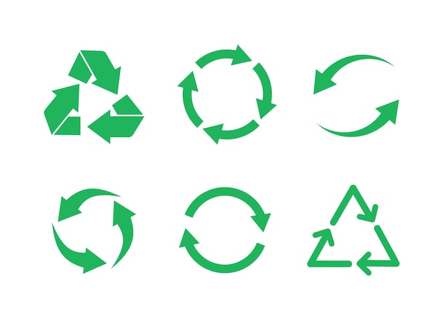 재활용 아이콘 재사용 로고 녹색 세트