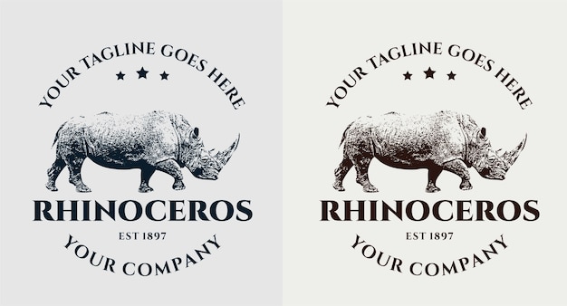 Rhinoceros 빈티지 로고 세트