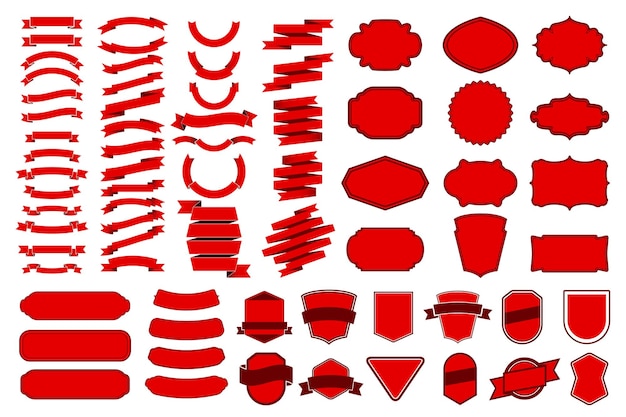 벡터 리본 세트 리본 배너 세트 로고, 레이블, 블럼, 표지, 터 일러스트레이션의 디자인 요소