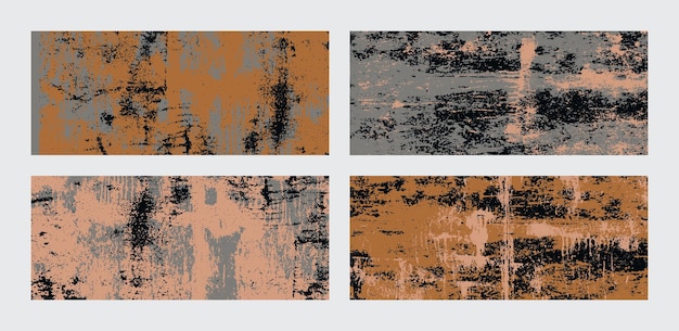 Set of roestige grunge textuur horizontale banner achtergronden Abstract gekleurde grungy patronen