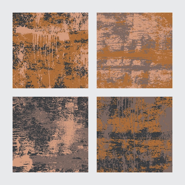 Set of roestige grunge textuur vierkante achtergronden Abstract gekleurde grungy patronen