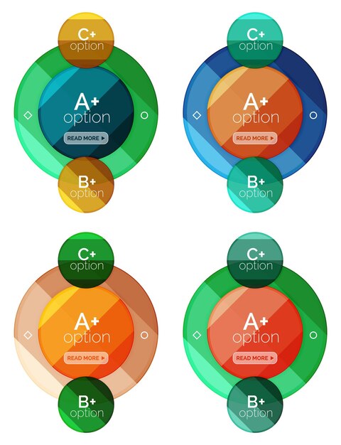 Вектор Набор круглых инфографических баннеров с вариантами