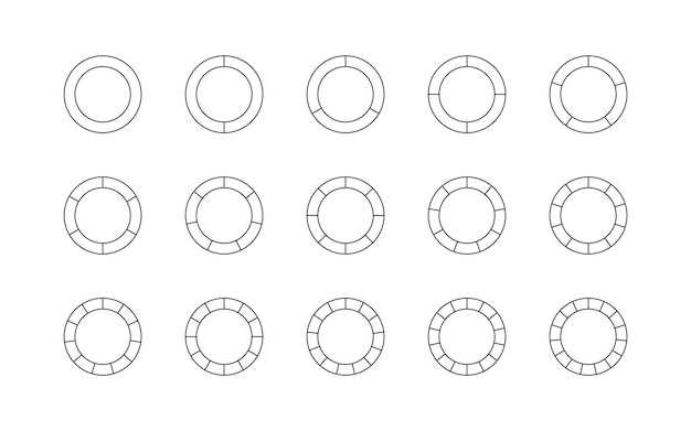 Набор шаблонов круглой структуры с сегментами и ломтиками контурная круговая диаграмма диаграмма кругового сечения
