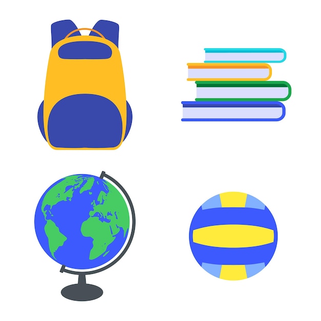 Набор школьных рюкзаков учебников глобус мяч школьные предметы для учебы и отдыха