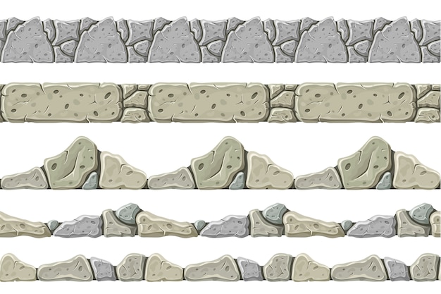 Вектор Набор бесшовных старых серых границ.