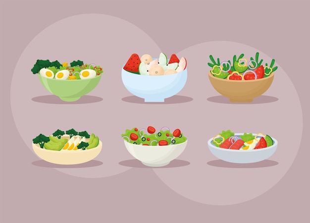 Набор из шести полезных салатов