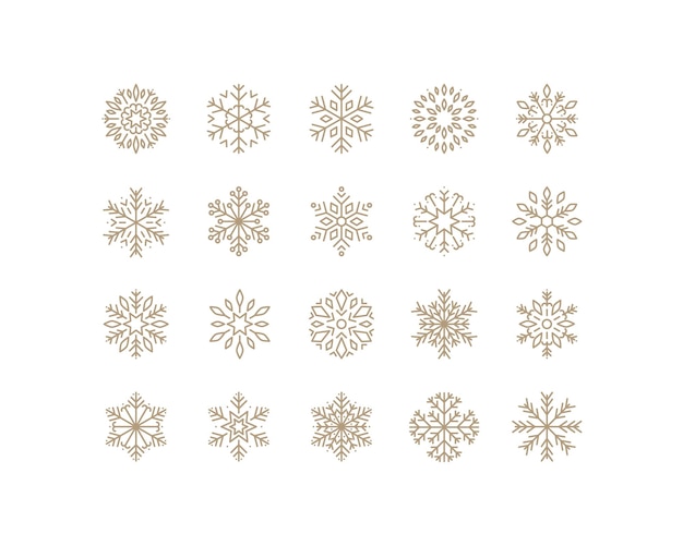 Набор иконок линии хлопья снега, круто, зима, рождество