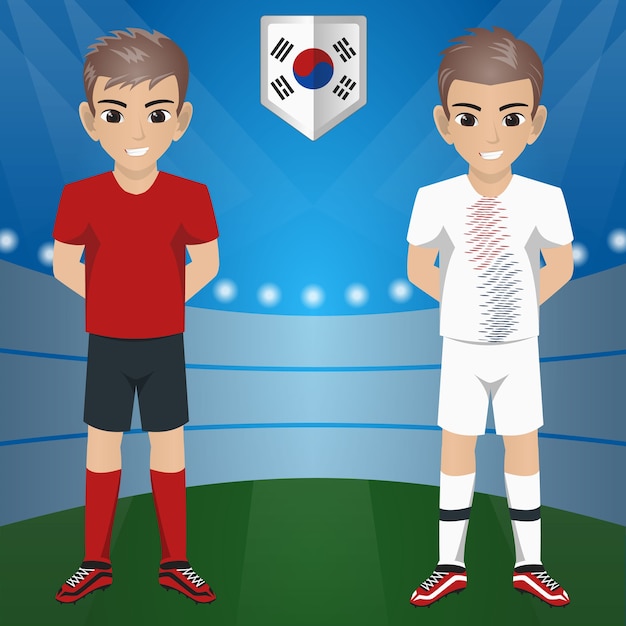 벡터 대한민국 대표팀의 축구 / 축구 서포터 / 팬 세트