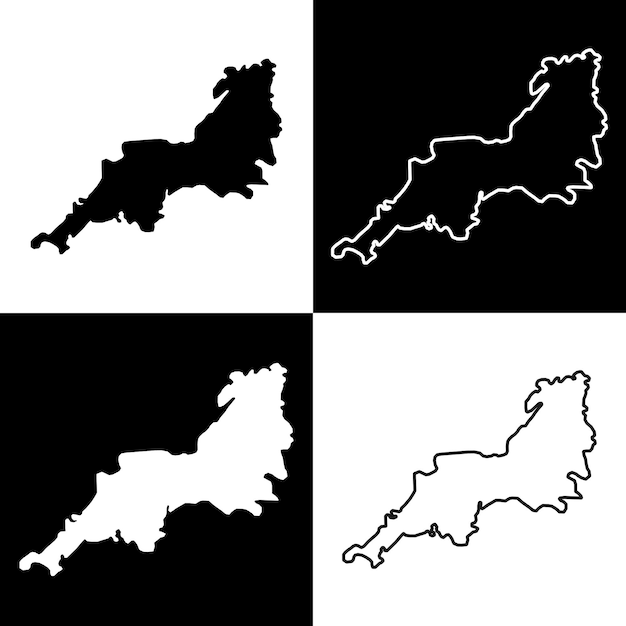 南西イングランド英国地域マップ ベクトル図のセット